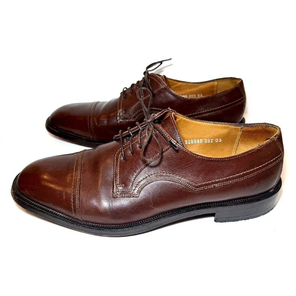 Florsheim Men’s 13 Brown Leather Cap Toe Derby Oxford Lace Up Dress Shoes